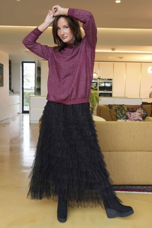 Tallulah Soft Stretch Sparkle Skim Knit Burgundy